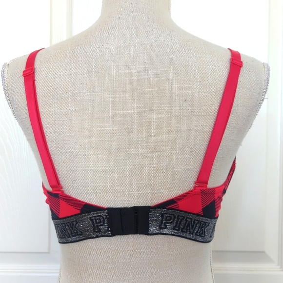 Victoria's Secret Pink Plaid Wear Everywhere Bra Adjustable Straps - Picture 3 of 7